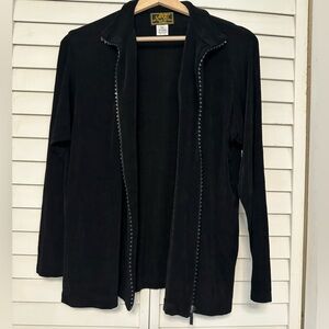 A Touch of Class Clothing Black Open-Front Women's Jacket with Embellished Trim